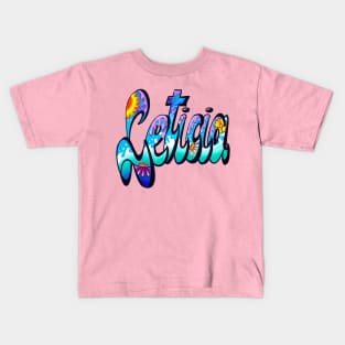 Leticia with purple drips The top 10 best Personalized Custom Name gift ideas for Leticia girls and women Kids T-Shirt